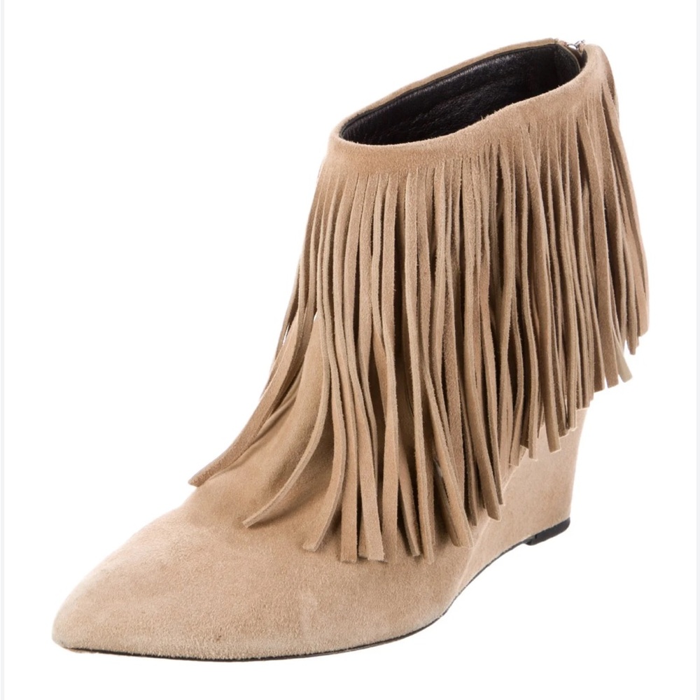 Elyse Walker Suede Fringe Booties